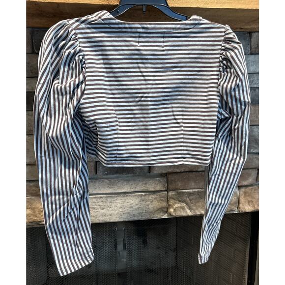 Women’s Fashion Brand Company By PENELOPE GAZIN Striped Cropped Top Bottom M *C7 - Picture 4 of 4